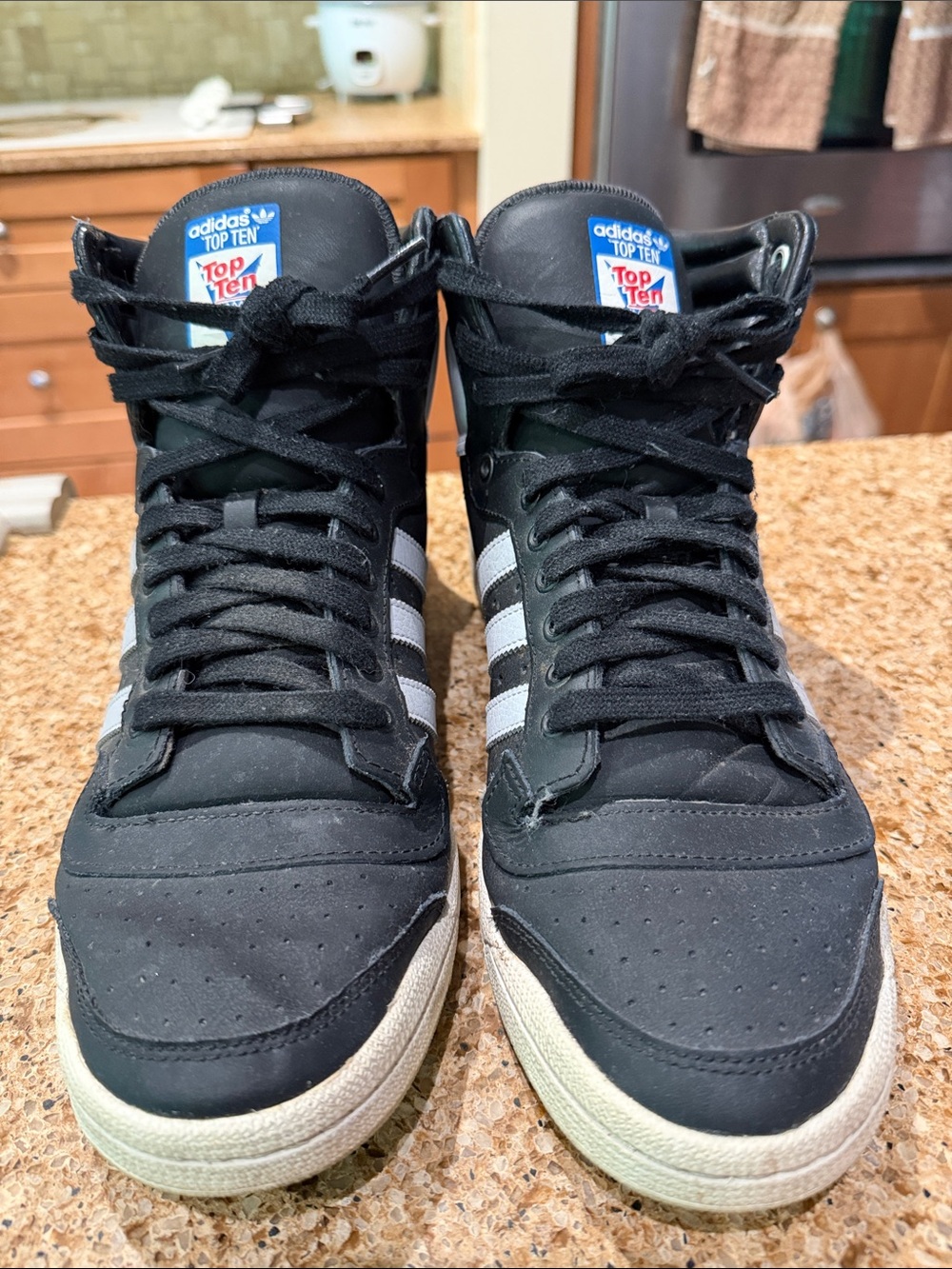 Adidas Black and White Hi-Top Sneakers